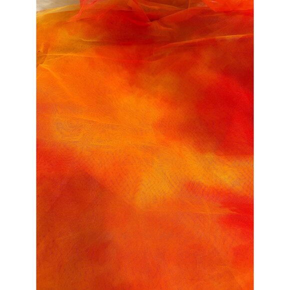 Vtg. 80’s Multi Color Tulle Fabric By The Yard Marbled Orange Red FASHION HOUSE - Picture 3 of 4